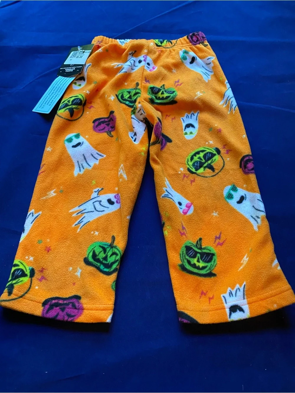 New Hyde & Eeks! Halloween Orange Ghost & Pumpkin Fleece Pajama Pants 2T